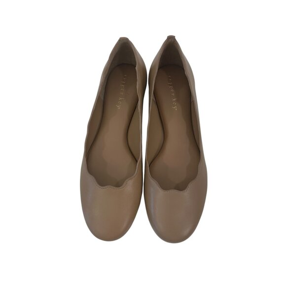 Copper Key Womens Beige Scalloped Leather Ballet Flats Size 8 Comfort Slip On - Picture 4 of 16